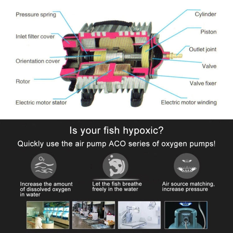 ACO-003 35W 65L/Min Electromagnetic Air Pump Compressor Seafood Fish Tank Increase Oxygen Air Flow Spliter, US Plug - Air Pumps by buy2fix | Online Shopping UK | buy2fix