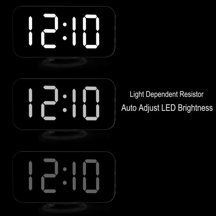 Multifunction Creative Mirror Reflective LED Display Alarm Clock with Snooze Function & 2 USB Charge Port(Blue) - Alarm Clocks by buy2fix | Online Shopping UK | buy2fix