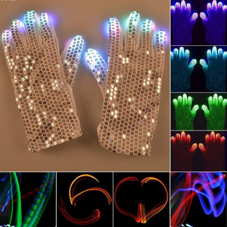 1 Pair Sequins Glowing Gloves LED Flash Gloves Dance and Party Supplies Halloween, Christmas and Other Festival Supplies by buy2fix