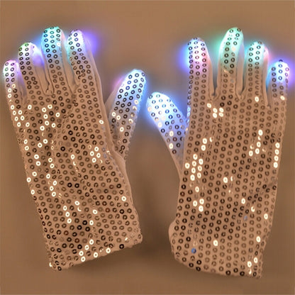 1 Pair Sequins Glowing Gloves LED Flash Gloves Dance and Party Supplies Halloween, Christmas and Other Festival Supplies - Glow Party Supplies by buy2fix | Online Shopping UK | buy2fix