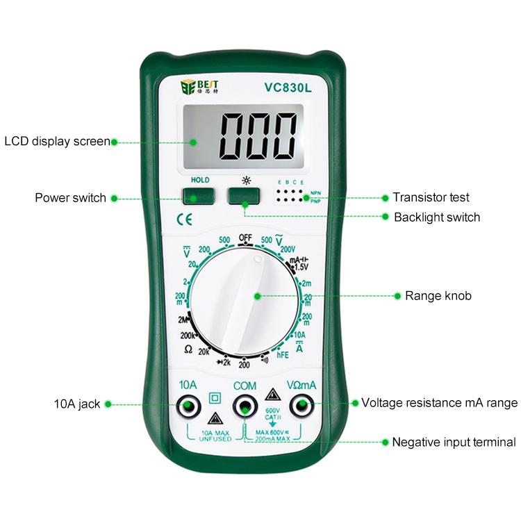 BEST-VC830L Professional Repair Tool Pocket Digital Multimeter by BEST