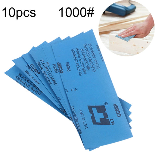 10pcs Grit 1000 Wet And Dry Polishing Grinding Sandpaper，Size: 23 x 9cm (Blue)