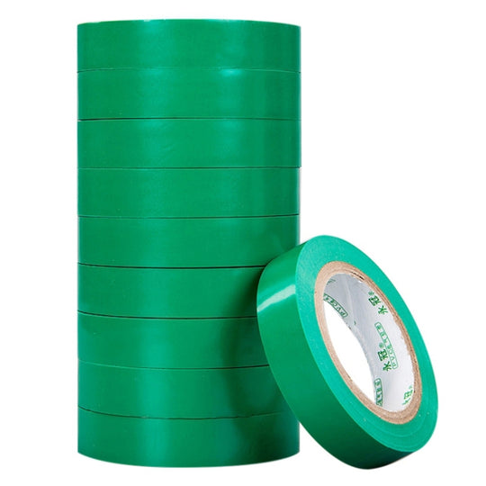 10 PCS 16mm Waterproof PVC Insulating Tare Electricians Electrical Tape(Green)