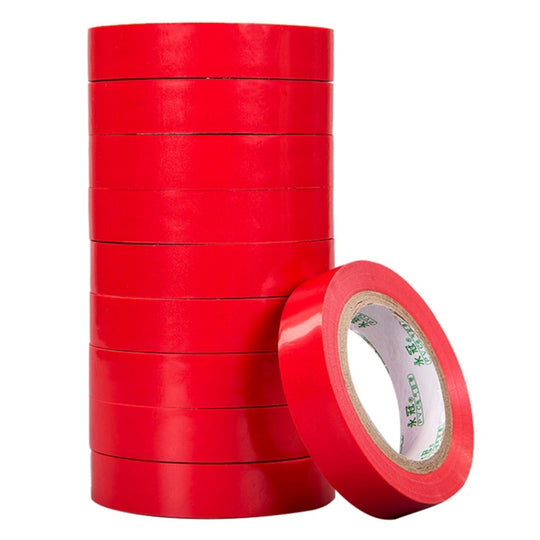 10 PCS 16mm Waterproof PVC Insulating Tare Electricians Electrical Tape(Red)