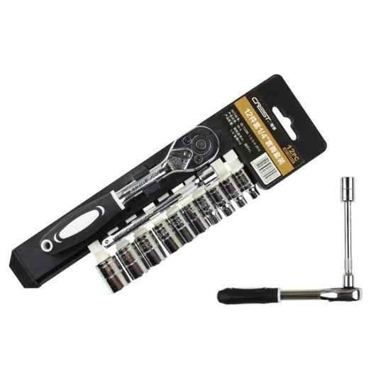 12 STÜCKE 1/4 Schnittstelle Ratschenschlüssel Set Auto Reparatur Kombination Hardware Toolbox