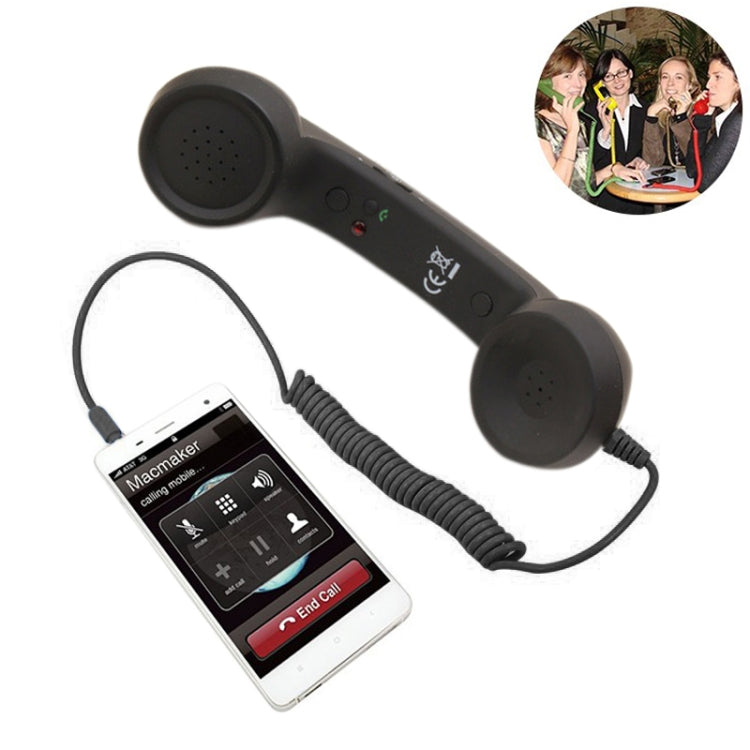 3.5mm Plug Mic Retro Telephone Anti-radiation Cell Phone Handset Receiver(Black) - Others Accessories by buy2fix | Online Shopping UK | buy2fix