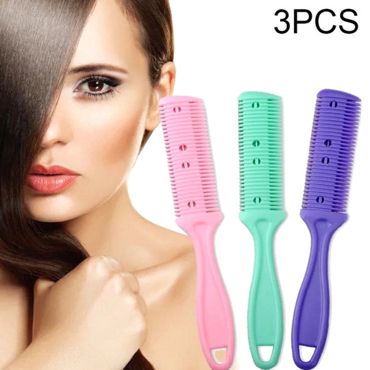 3pcs Hair Tools Double-sided Knife Hair Comb Hair Bangs Trimmer Thinning Device Hair Clipper,  Random Color Delivery