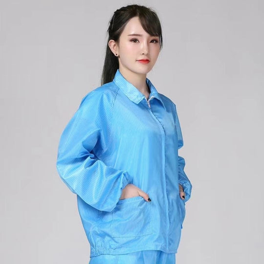 Antistatic Top Short Dust-free Jacket Lapel Overalls,Size:XXL(Blue)