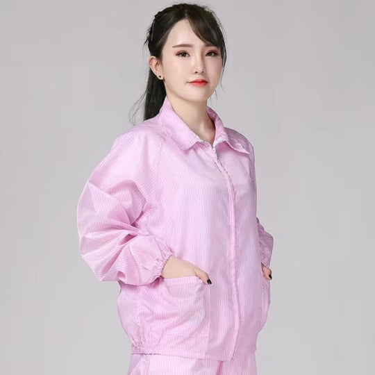 Antistatic Top Short Dust-free Jacket Lapel Overalls,Size:XL(Pink)
