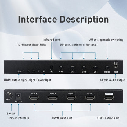 Measy MV4341 4K 30Hz 4 In 1 Out HDMI Quad Screen Splitter, Plug Type: EU Plug (Black) - Splitter by Measy | Online Shopping UK | buy2fix