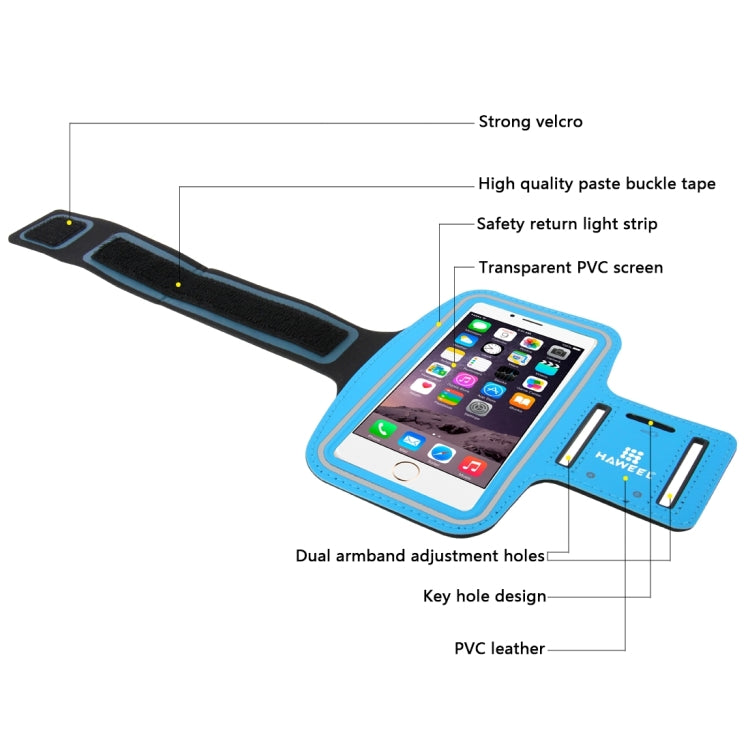 HAWEEL Sport Armband Case with Earphone Hole & Key Pocket, For iPhone XS, iPhone XS Max, iPhone X, iPhone 8 Plus & 7 Plus, iPhone 6 Plus, Galaxy S9+ / S8+ / S6 / S5(Baby Blue) - More iPhone Cases by HAWEEL | Online Shopping UK | buy2fix