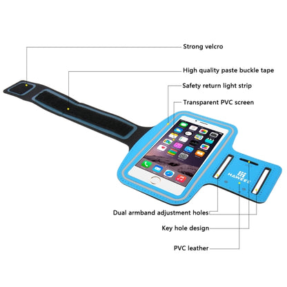 HAWEEL Sport Armband Case with Earphone Hole & Key Pocket, For iPhone XS, iPhone XS Max, iPhone X, iPhone 8 Plus & 7 Plus, iPhone 6 Plus, Galaxy S9+ / S8+ / S6 / S5(Baby Blue) - More iPhone Cases by HAWEEL | Online Shopping UK | buy2fix