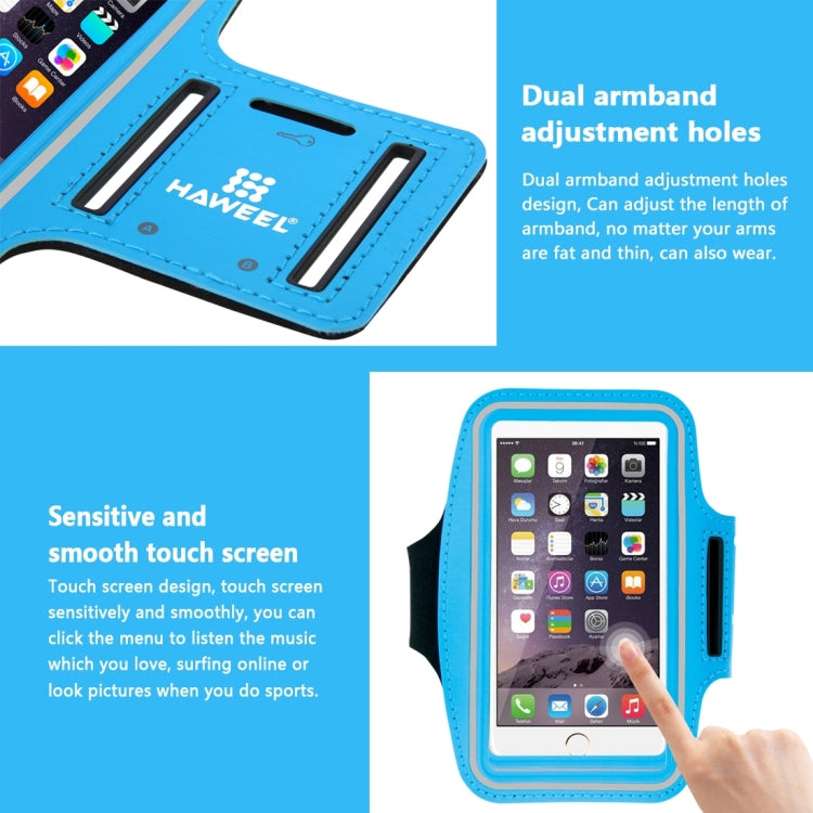HAWEEL Sport Armband Case with Earphone Hole & Key Pocket, For iPhone XS, iPhone XS Max, iPhone X, iPhone 8 Plus & 7 Plus, iPhone 6 Plus, Galaxy S9+ / S8+ / S6 / S5(Baby Blue) - More iPhone Cases by HAWEEL | Online Shopping UK | buy2fix