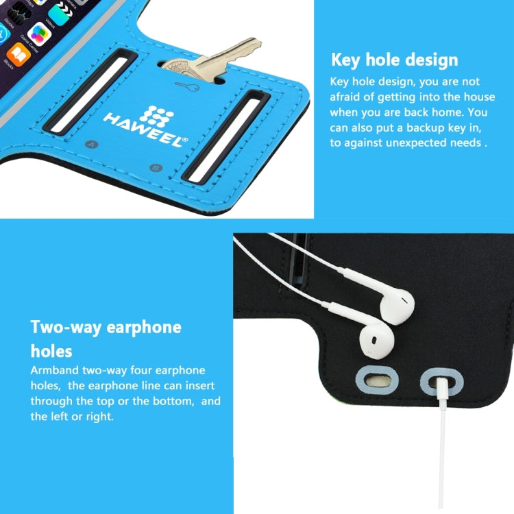HAWEEL Sport Armband Case with Earphone Hole & Key Pocket, For iPhone XS, iPhone XS Max, iPhone X, iPhone 8 Plus & 7 Plus, iPhone 6 Plus, Galaxy S9+ / S8+ / S6 / S5(Baby Blue) - More iPhone Cases by HAWEEL | Online Shopping UK | buy2fix