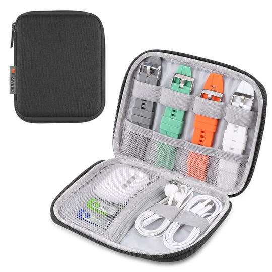 HAWEEL Watch Band Organizer Box Earphones / U Disk / Digital Cable Storage Case(Black)