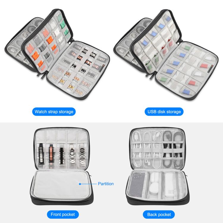 HAWEEL Watch Band Organizer Box Earphones / U Disk / Digital Cable Storage Case (Black) by HAWEEL