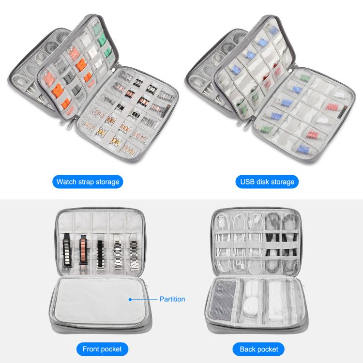 HAWEEL Watch Band Organizer Box Earphones / U Disk / Digital Cable Storage Case (Grey) by HAWEEL