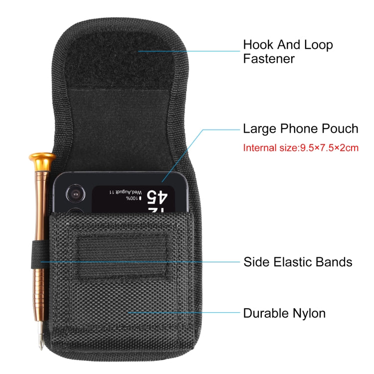 HAWEEL Flip Phone Nylon Cloth Belt Clip Carrying Pouch Bag (Black) by HAWEEL
