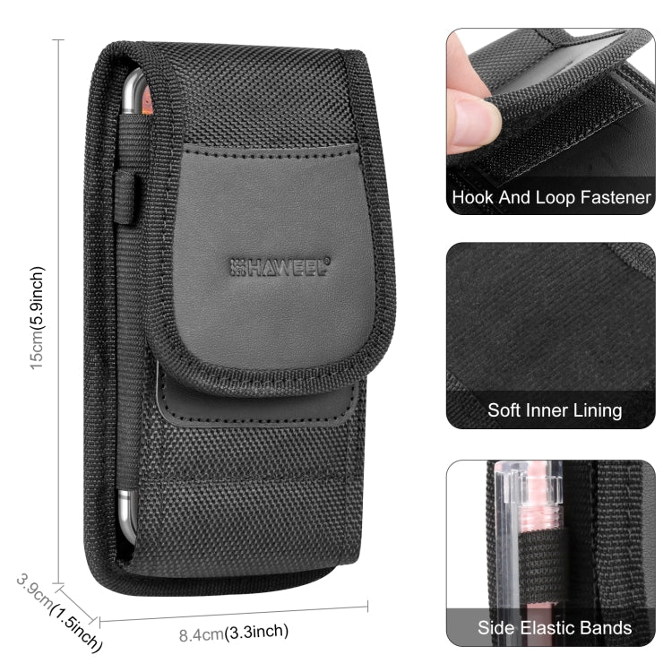 HAWEEL 4.7 inch Nylon Cloth Phone Belt Clip Carrying Pouch with Card Slot(Black) -  by HAWEEL | Online Shopping UK | buy2fix