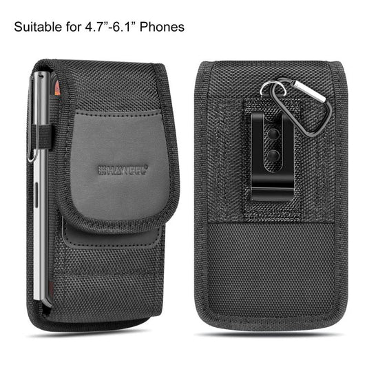 HAWEEL 4.7-6.1 inch Nylon Cloth Phone Belt Clip Carrying Pouch with Card Slot (Black) by HAWEEL