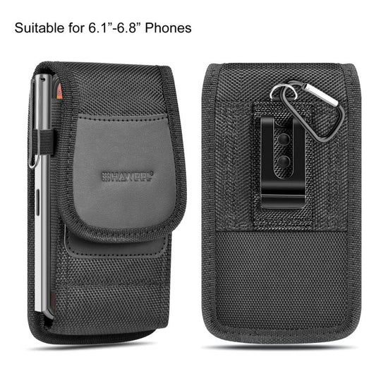 HAWEEL 6,1-6,8 pouces pochette de transport avec clip de ceinture pour téléphone en tissu nylon avec fente pour carte (noir)