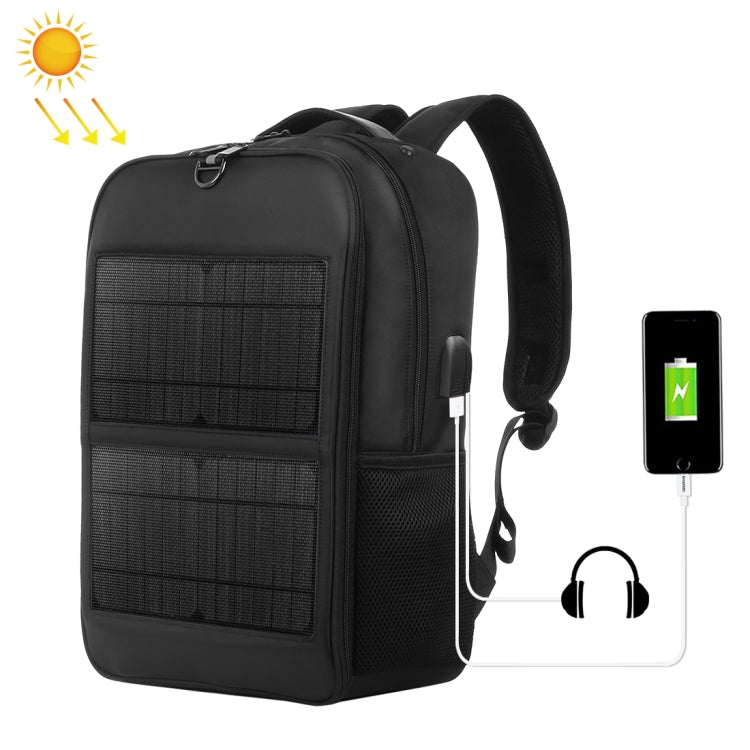HAWEEL 14W Solar Panel Power Backpack Laptop Bag with Handle and 5V / 2.1A Max USB Charging Port(Black) - Backpack by HAWEEL | Online Shopping UK | buy2fix
