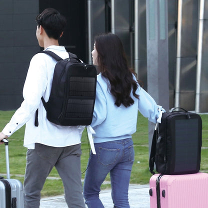 HAWEEL 14W Solar Panel Power Backpack Laptop Bag with Handle and 5V / 2.1A Max USB Charging Port(Black) - Backpack by HAWEEL | Online Shopping UK | buy2fix