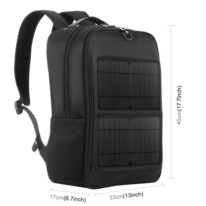 HAWEEL 14W Solar Panel Power Backpack Laptop Bag with Handle and 5V / 2.1A Max USB Charging Port(Black) - Backpack by HAWEEL | Online Shopping UK | buy2fix