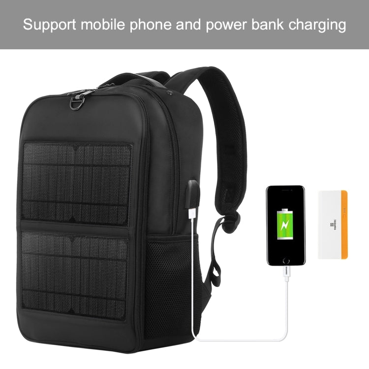 HAWEEL 14W Solar Panel Power Backpack Laptop Bag with Handle and 5V / 2.1A Max USB Charging Port(Black) - Backpack by HAWEEL | Online Shopping UK | buy2fix