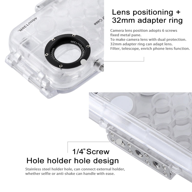 For iPhone X / XS HAWEEL 40m/130ft Diving Case, Photo Video Taking Underwater Housing Cover(Transparent) - More iPhone Cases by HAWEEL | Online Shopping UK | buy2fix