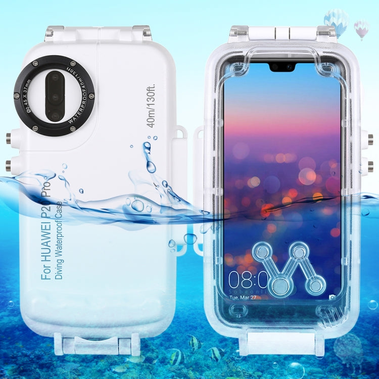 HAWEEL 40m/130ft Waterproof Diving Case for Huawei P20 Pro, Photo Video Taking Underwater Housing Cover(White) - Huawei Cases by HAWEEL | Online Shopping UK | buy2fix