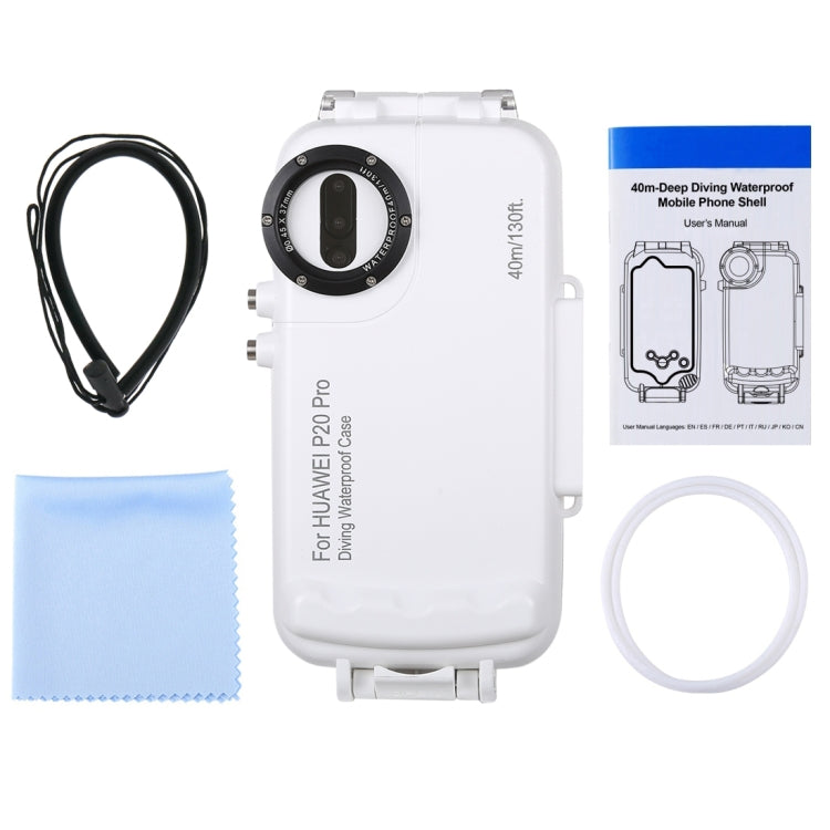 HAWEEL 40m/130ft Waterproof Diving Case for Huawei P20 Pro, Photo Video Taking Underwater Housing Cover(White) - Huawei Cases by HAWEEL | Online Shopping UK | buy2fix