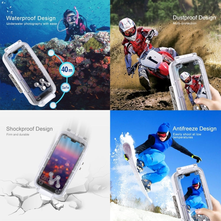 HAWEEL 40m/130ft Waterproof Diving Case for Huawei P20 Pro, Photo Video Taking Underwater Housing Cover(White) - Huawei Cases by HAWEEL | Online Shopping UK | buy2fix