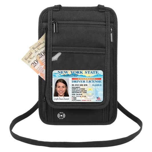 HAWEEL Neck Passport Wallet Bag Document Organizer Credit Cards Case Bag (Black) by HAWEEL