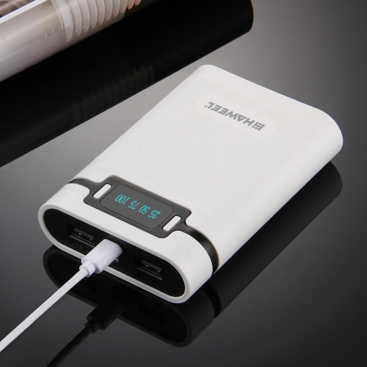 [US Warehouse] HAWEEL DIY 4 x 18650 Battery (Not Included) 10000mAh Power Bank Shell Box with 2 x USB Output & Display for iPhone, Galaxy, Sony, HTC, Google, Huawei, Xiaomi, Lenovo and other Smartphones(White) by HAWEEL