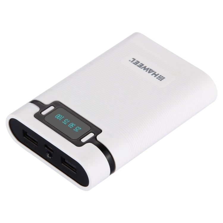 [US Warehouse] HAWEEL DIY 4 x 18650 Battery (Not Included) 10000mAh Power Bank Shell Box with 2 x USB Output & Display for iPhone, Galaxy, Sony, HTC, Google, Huawei, Xiaomi, Lenovo and other Smartphones(White) by HAWEEL