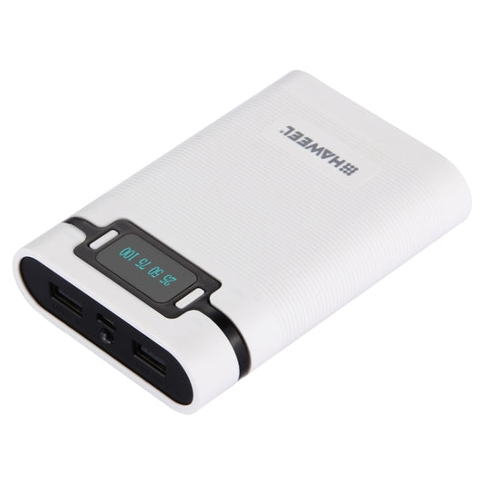 [US Warehouse] HAWEEL DIY 4 x 18650 Battery (Not Included) 10000mAh Power Bank Shell Box with 2 x USB Output & Display for iPhone, Galaxy, Sony, HTC, Google, Huawei, Xiaomi, Lenovo and other Smartphones(White) by HAWEEL