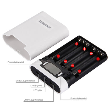 [US Warehouse] HAWEEL DIY 4 x 18650 Battery (Not Included) 10000mAh Power Bank Shell Box with 2 x USB Output & Display for iPhone, Galaxy, Sony, HTC, Google, Huawei, Xiaomi, Lenovo and other Smartphones(White) by HAWEEL