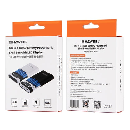 [US Warehouse] HAWEEL DIY 4 x 18650 Battery (Not Included) 10000mAh Power Bank Shell Box with 2 x USB Output & Display for iPhone, Galaxy, Sony, HTC, Google, Huawei, Xiaomi, Lenovo and other Smartphones(White) by HAWEEL