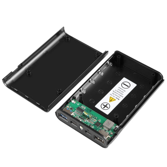 HAWEEL DIY 4x 18650 Battery (Not Included) 12000mAh Dual-way QC Charger Power Bank Shell Box with 2x USB Output & Display, Support QC 2.0 / QC 3.0 / FCP / SFCP / AFC / MTK / BC 1.2 / PD(Black) by HAWEEL