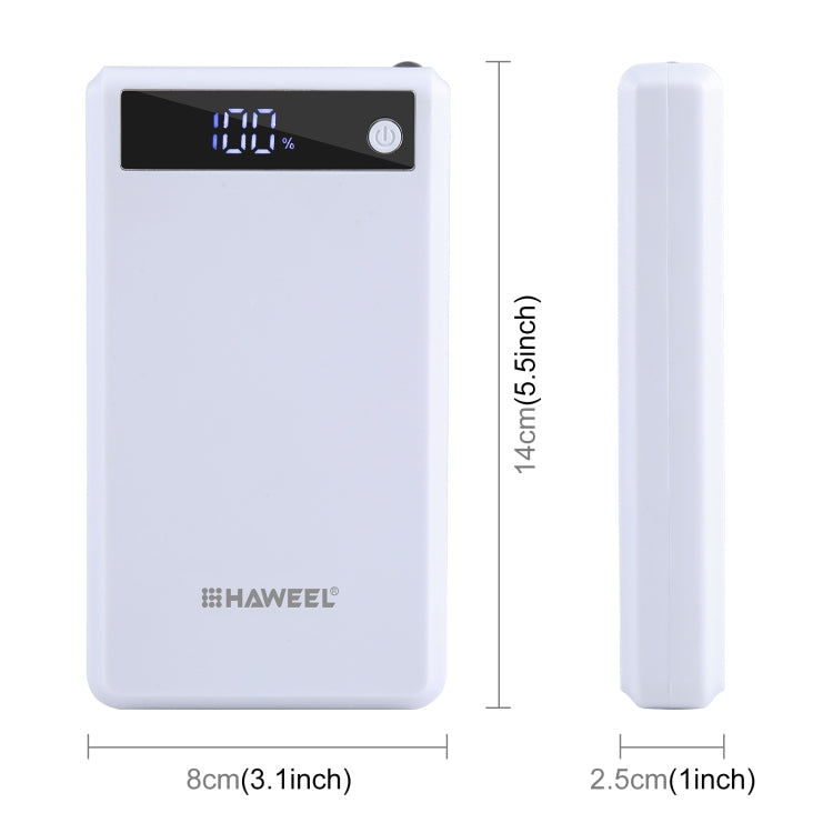 HAWEEL DIY 6 x 18650 Battery 24W Fast Charge Power Bank Box Case with Display, Not Include Battery (White) by HAWEEL