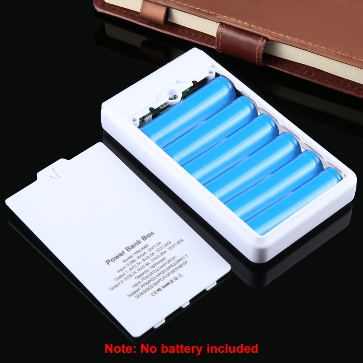 HAWEEL DIY 6 x 18650 Battery 24W Fast Charge Power Bank Box Case with Display, Not Include Battery (White) by HAWEEL