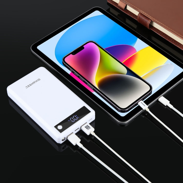 HAWEEL DIY 6 x 18650 Battery 24W Fast Charge Power Bank Box Case with Display, Not Include Battery (White) by HAWEEL