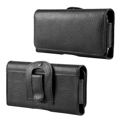 HAWEEL 6.1-6.8 inch Litchi Texture Genuine Leather Phone Belt Clip Horizontal Carrying Pouch (Black) -  by HAWEEL | Online Shopping UK | buy2fix