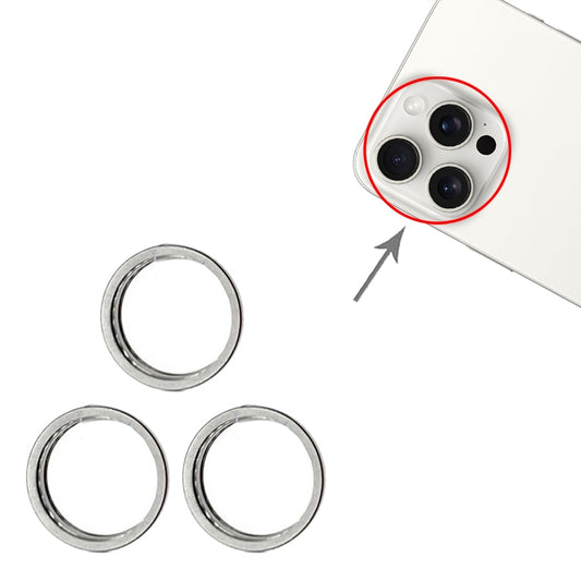 For iPhone 15 Pro / 15 Pro Max 3pcs/set Rear Camera Glass Lens Metal Outside Protector Hoop Ring (White) by buy2fix