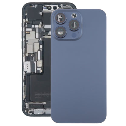 For iPhone 15 Pro Max Glass Battery Back Cover with Camera Lens Cover(Blue) by buy2fix