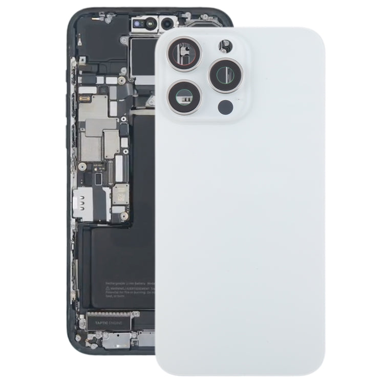 For iPhone 15 Pro Max Glass Battery Back Cover with Camera Lens Cover(White) by buy2fix