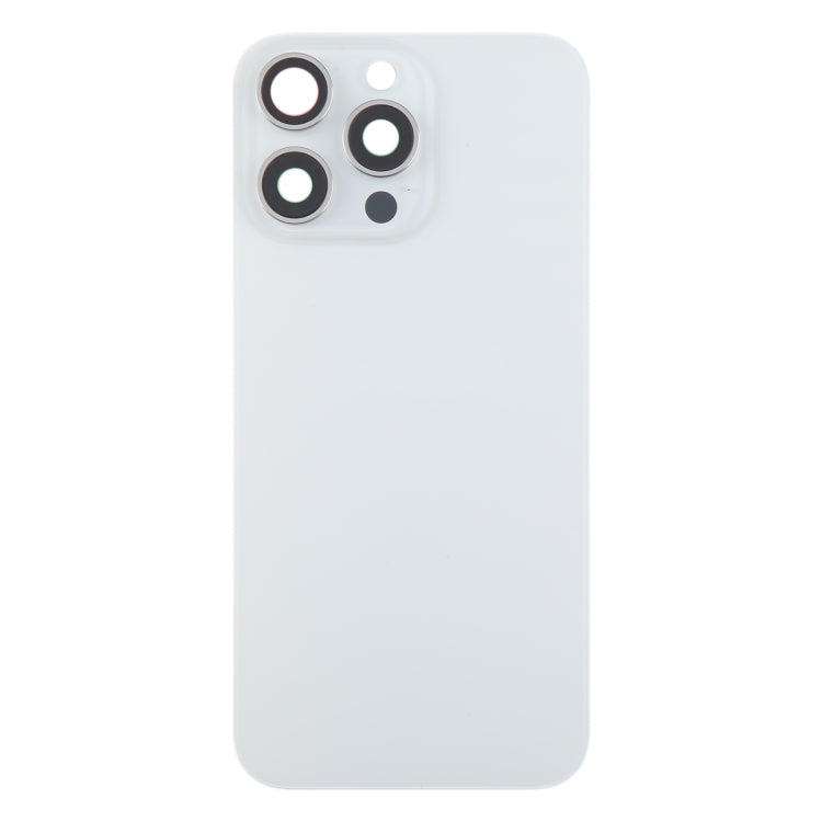 For iPhone 15 Pro Max Glass Battery Back Cover with Camera Lens Cover(White) by buy2fix