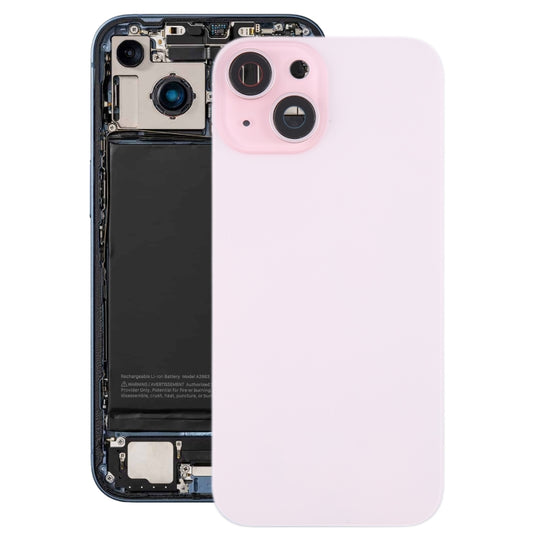 For iPhone 15 Battery Back Cover with Camera Lens Frame + MagSafe Magnet(Pink)