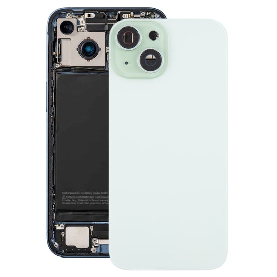For iPhone 15 Battery Back Cover with Camera Lens Frame + MagSafe Magnet(Green)